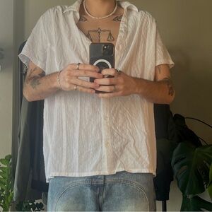 White button up shirt with nice texture.